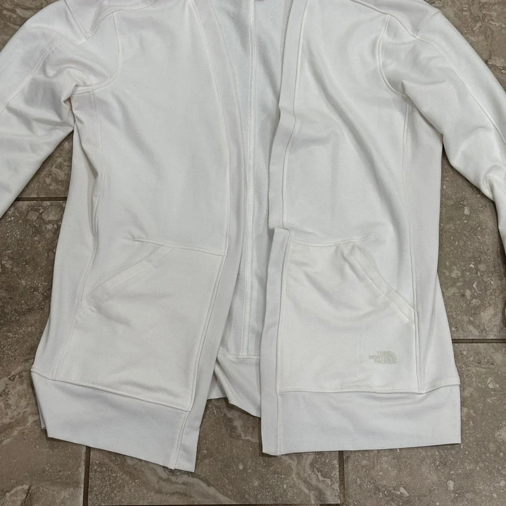 The North Face Womens White Open Front Fleece Cardigan Jacket Small